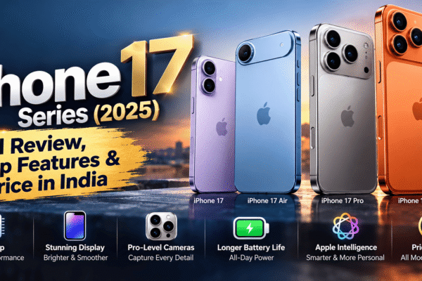 Apple iPhone 17 Series featuring iPhone 17, iPhone 17 Air, iPhone 17 Pro, and iPhone 17 Pro Max with key features and India pricing.
