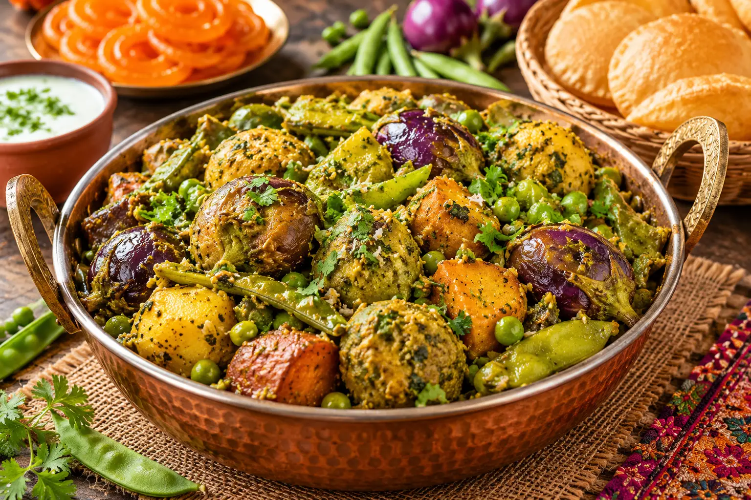 Authentic Surati Undhiyu Recipe with Gujarati seasonal vegetables and methi muthia