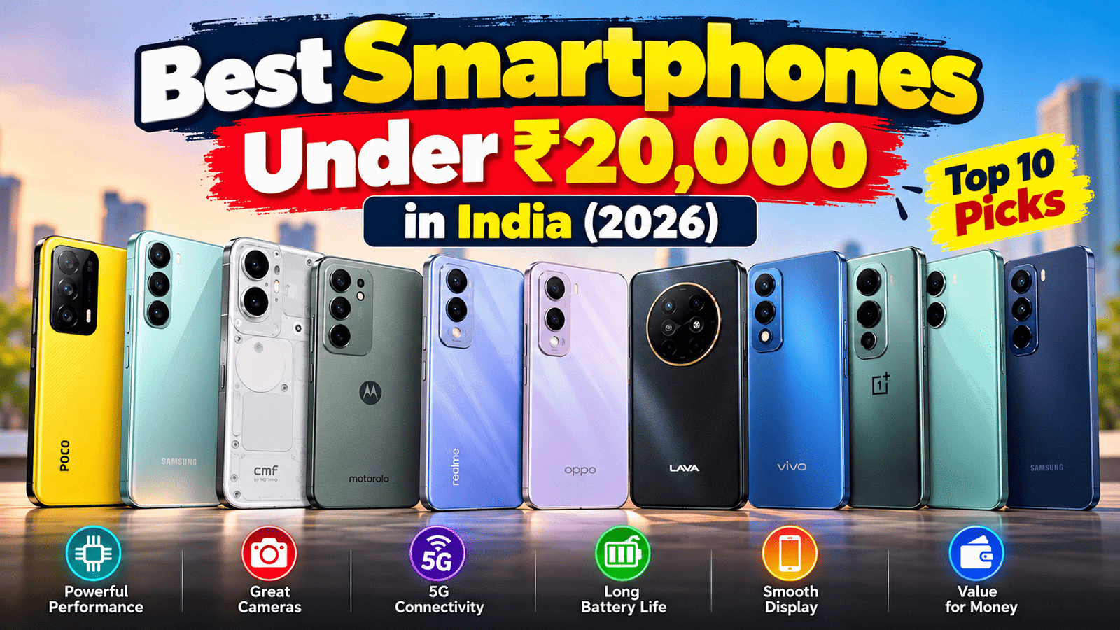 Best smartphones under ₹20,000 in India in 2026 featuring budget 5G phones and smartphone buying options