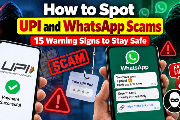 How to Spot UPI and WhatsApp Scams with fake payment requests, phishing links, and online fraud warning signs