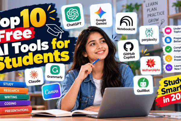 Top 10 free AI tools for students in 2026 for studying, research, writing, coding, and exam preparation